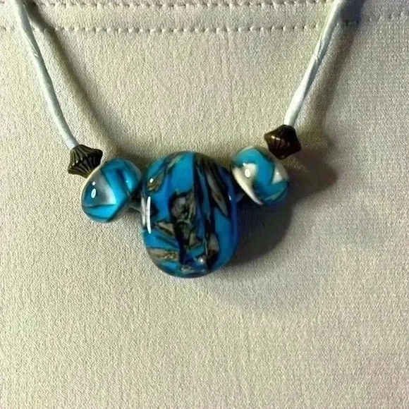 Blue Beaded String Necklace - Picture 1 of 8
